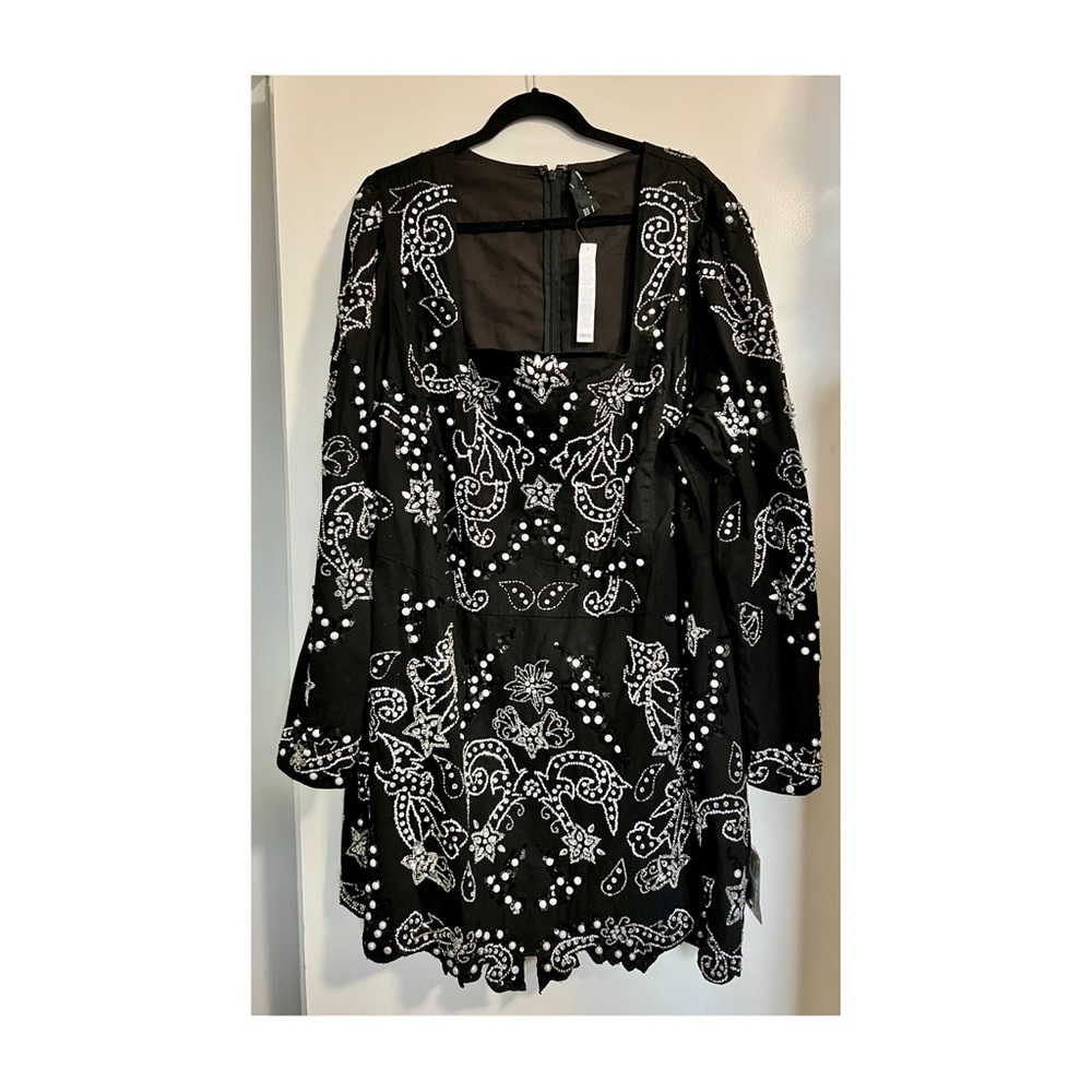 ASOS LUXE Curve silver embellished mini dress